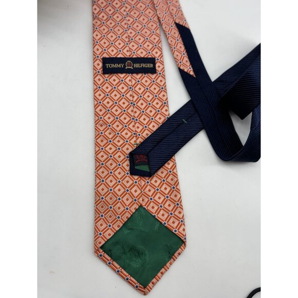 Tommy Hilfiger Orange Diamond Silk Tie - Picture 2 of 3